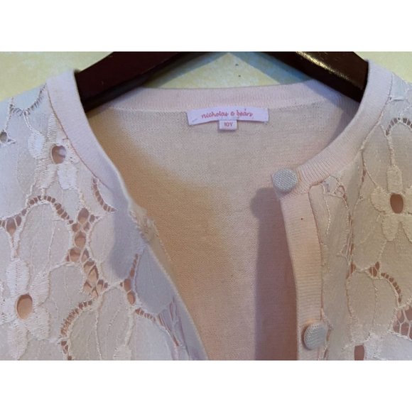 Girls Size 10Y Nicholas & Bears Peach Lace Cardigan Sweater - Picture 3 of 4